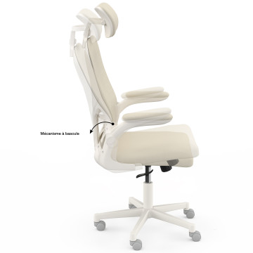 Fauteuil de bureau à roulettes James beige