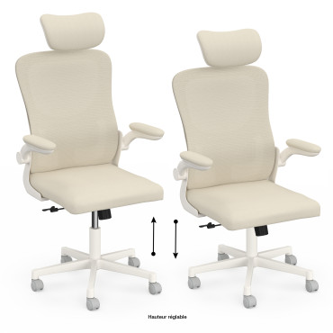 Fauteuil de bureau à roulettes James beige