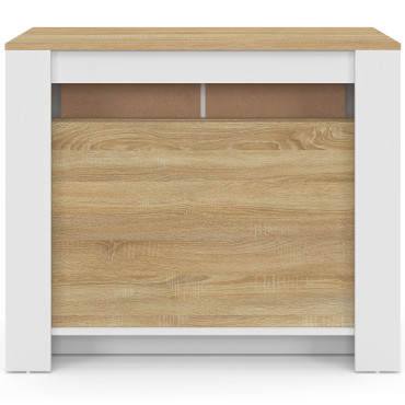 Buffet extensible console Nora blanc effet hêtre 230cm