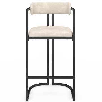 Tabourets de bar Rudy chenille écru pieds métal - lot de 4