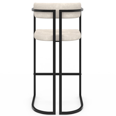 Tabourets de bar Rudy chenille écru pieds métal - lot de 4