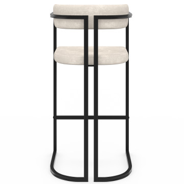 Tabourets de bar Rudy chenille écru pieds métal - lot de 4