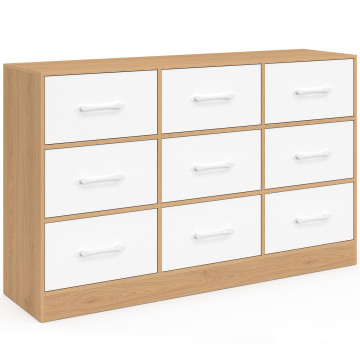 Commode Uma 9 tiroirs bois et blanc
