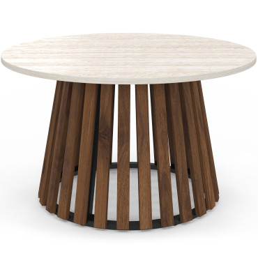 Table basse ronde Camélia effet travertin Ø70cm