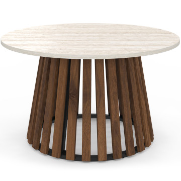 Table basse ronde Camélia effet travertin Ø70cm