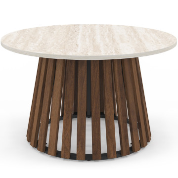 Table basse ronde Camélia effet travertin Ø70cm