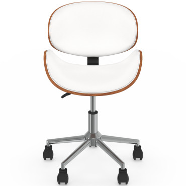 Fauteuil de bureau à roulettes Mathias coque effet bois