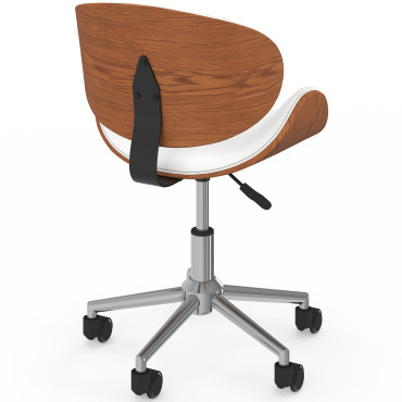 Fauteuil de bureau à roulettes Mathias coque effet bois