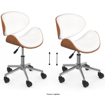 Fauteuil de bureau à roulettes Mathias coque effet bois