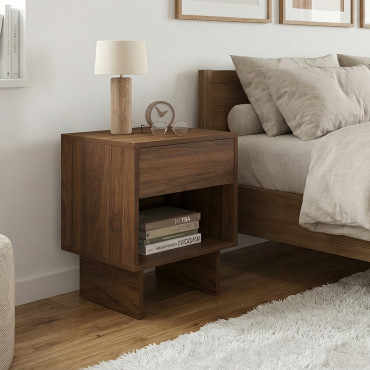 Tables de chevet Yumi effet noyer - lot de 2