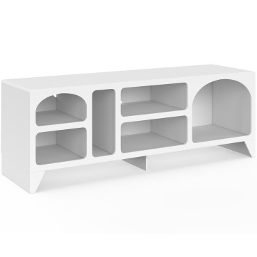 Meuble TV Alanya organique blanc 140cm