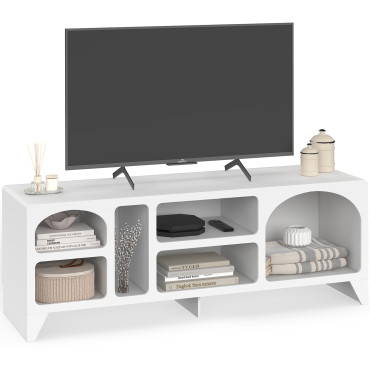 Meuble TV Alanya organique blanc 140cm