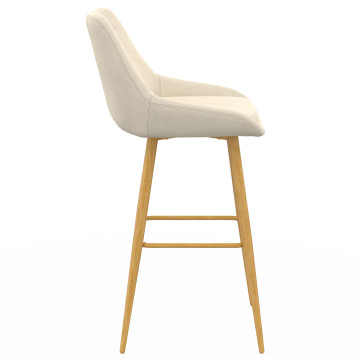 Tabourets de bar Olivia velours crème pieds effet bois - lot de 4