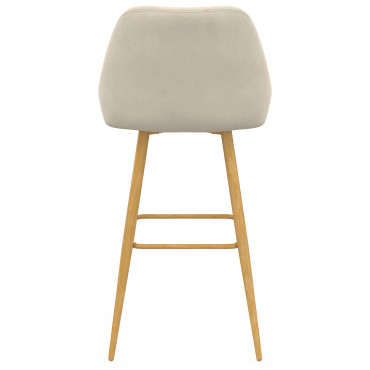 Tabourets de bar Olivia velours crème pieds effet bois - lot de 4