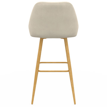 Tabourets de bar Olivia velours crème pieds effet bois - lot de 4