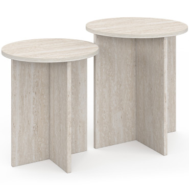 Tables d'appoint Gabin effet travertin - lot de 2