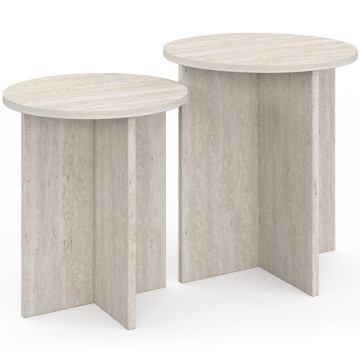 Tables d'appoint Gabin effet travertin - lot de 2
