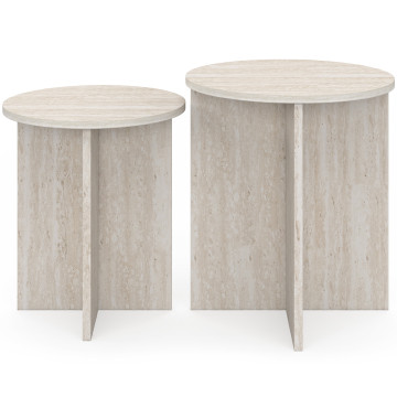 Tables d'appoint Gabin effet travertin - lot de 2