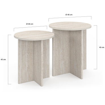 Tables d'appoint Gabin effet travertin - lot de 2