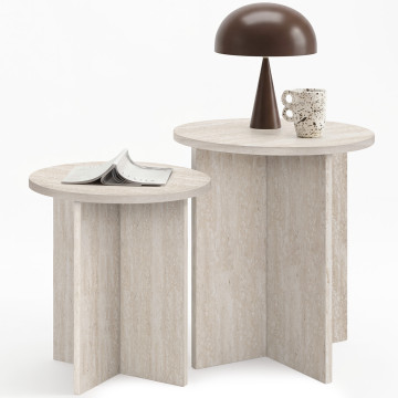 Tables d'appoint Gabin effet travertin - lot de 2