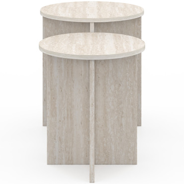 Tables d'appoint Gabin effet travertin - lot de 2