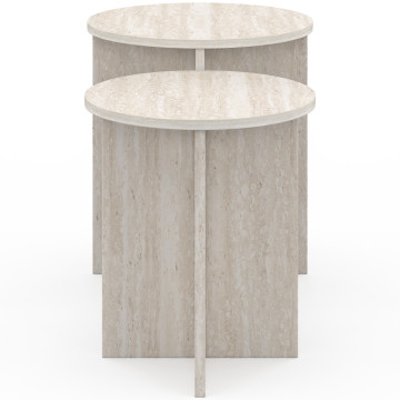 Tables d'appoint Gabin effet travertin - lot de 2