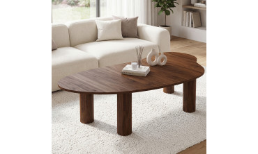 Table basse Naomi organique effet noyer