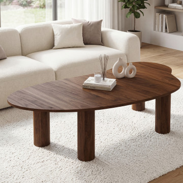 Table basse Naomi organique effet noyer