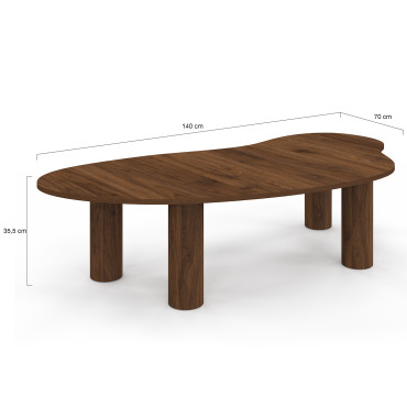 Table basse Naomi organique effet noyer