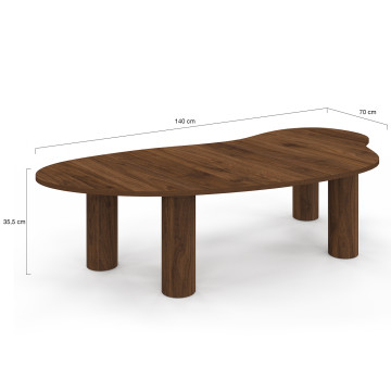 Table basse Naomi organique effet noyer