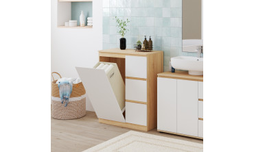 Meuble de rangement salle de bain Tom avec panier à linge