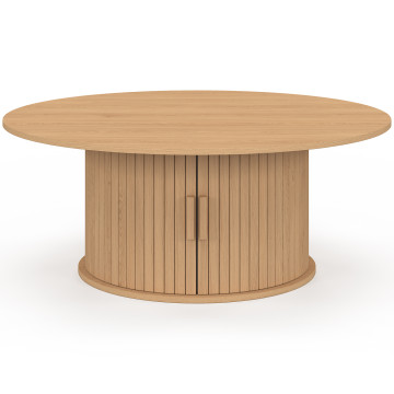 Table basse ronde Albane pied lattes avec rangement Ø100cm
