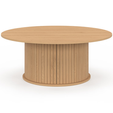 Table basse ronde Albane pied lattes avec rangement Ø100cm