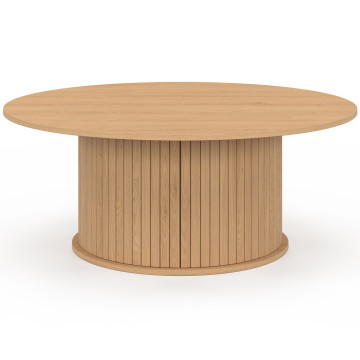 Table basse ronde Albane pied lattes avec rangement Ø100cm