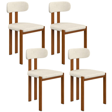 Chaises Elsa bouclette pieds effet noyer - lot de 4