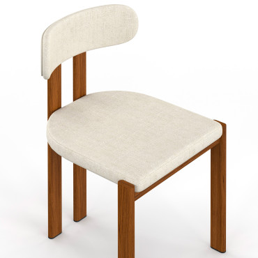 Chaises Elsa bouclette pieds effet noyer - lot de 4