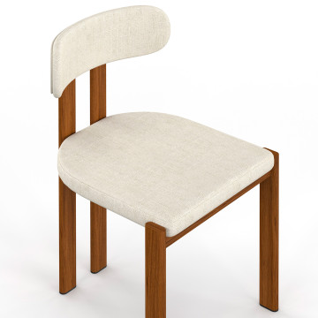 Chaises Elsa bouclette pieds effet noyer - lot de 4