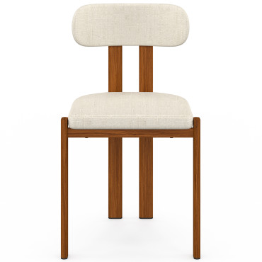 Chaises Elsa bouclette pieds effet noyer - lot de 4