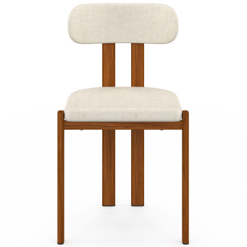 Chaises Elsa bouclette pieds effet noyer - lot de 4