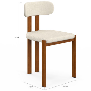 Chaises Elsa bouclette pieds effet noyer - lot de 4