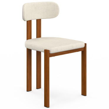 Chaises Elsa bouclette pieds effet noyer - lot de 4