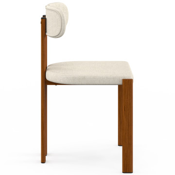 Chaises Elsa bouclette pieds effet noyer - lot de 4