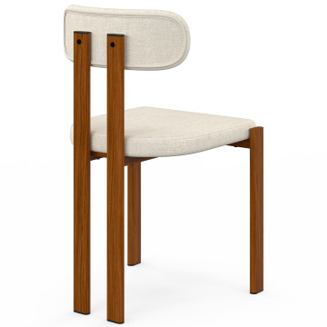 Chaises Elsa bouclette pieds effet noyer - lot de 4