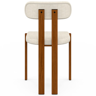 Chaises Elsa bouclette pieds effet noyer - lot de 4