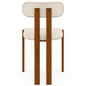 Chaises Elsa bouclette pieds effet noyer - lot de 4