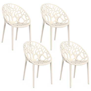 Chaises de jardin empilables Mira beiges - lot de 4