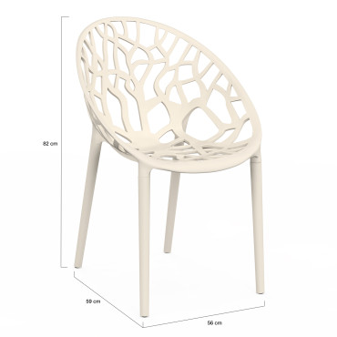 Chaises de jardin empilables Mira beiges - lot de 4