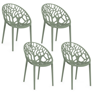 Chaises de jardin empilables Mira vertes - lot de 4