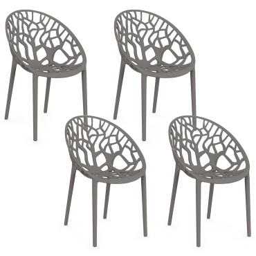 Chaises de jardin empilables Mira grises - lot de 4