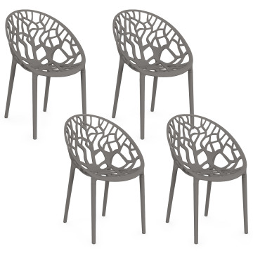 Chaises de jardin empilables Mira grises - lot de 4